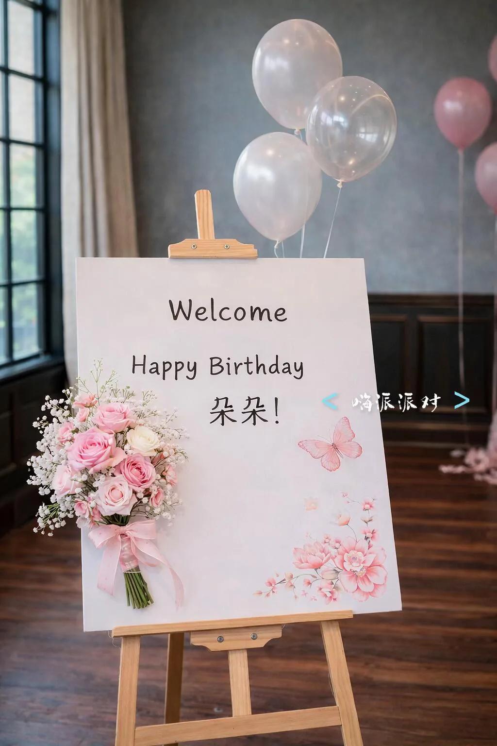 蝴蝶结主题花艺生日布置 - 图 4